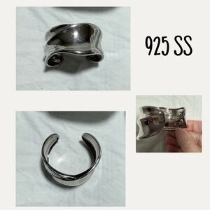 925 Sculpted Silver Wave Cuff Bracelet